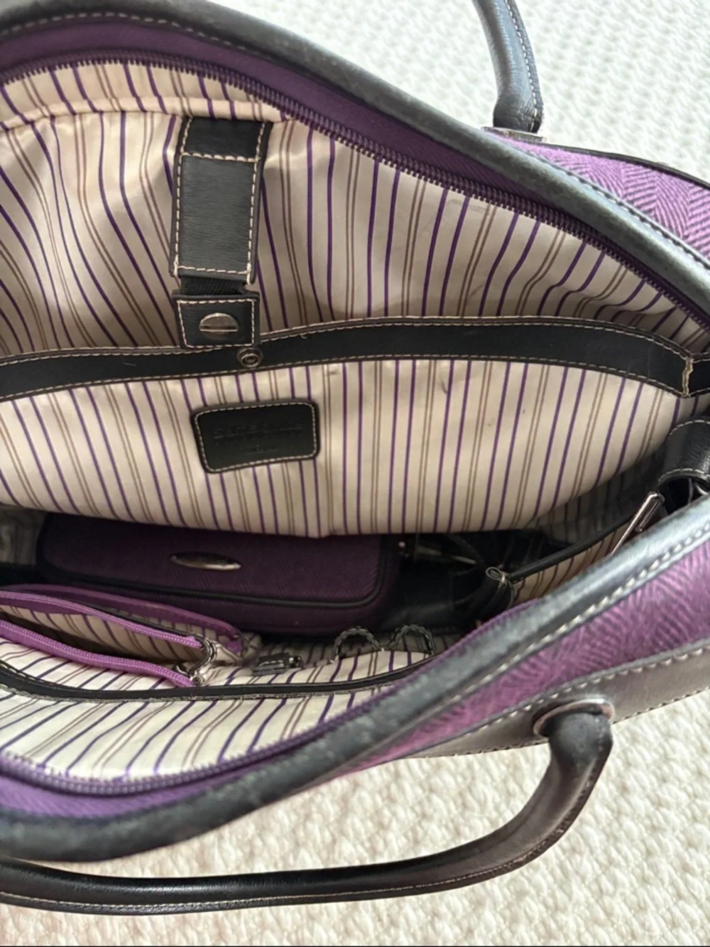 Samsonite Black Label Purple Men's Travel Briefcase with Black Leather Trim